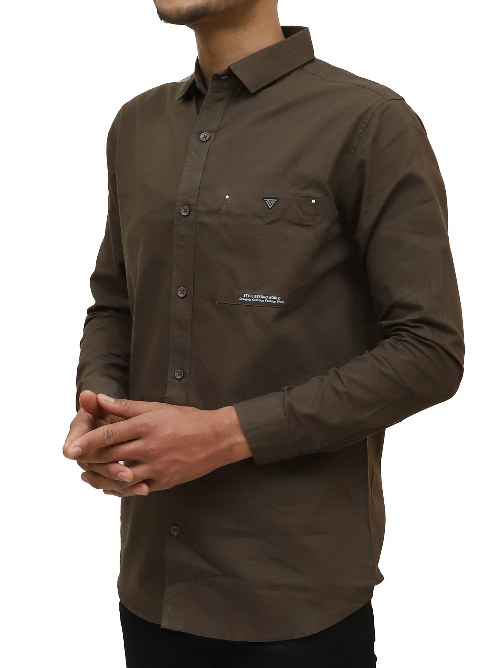 Solid Olive Shirt Regular Slim Fit Shirt